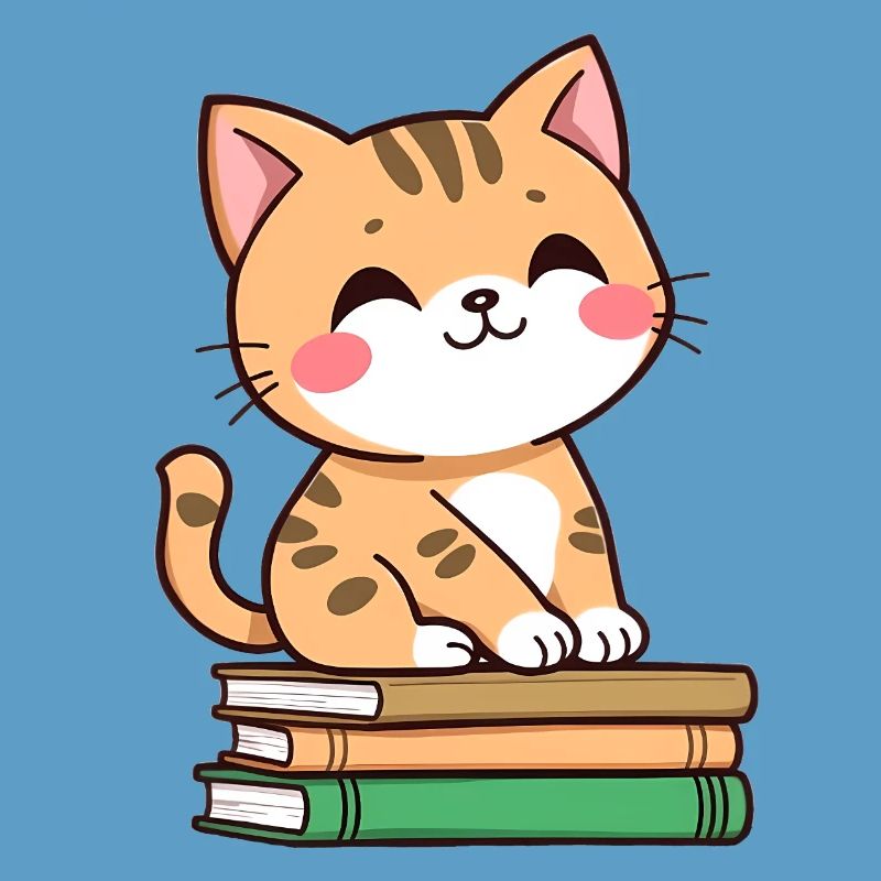 Katze mit Büchern