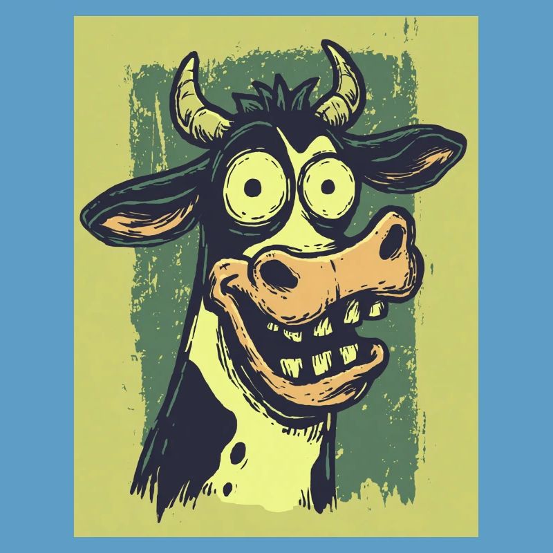 Groteske Kuh-Comic Karikaturen
