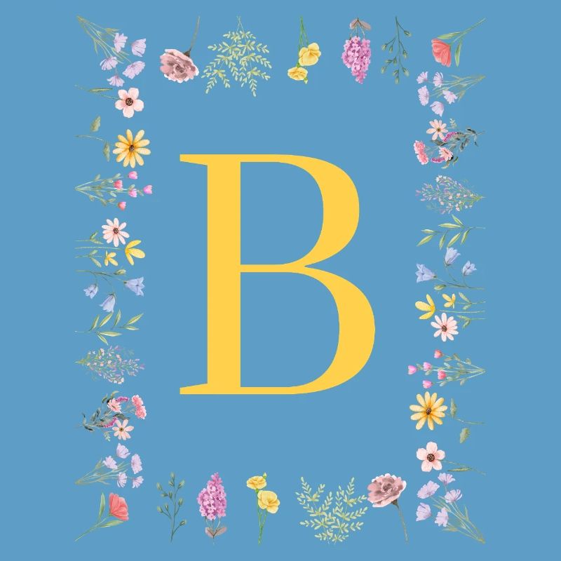 Florale Initialen "B", Buchstaben Monogramm 