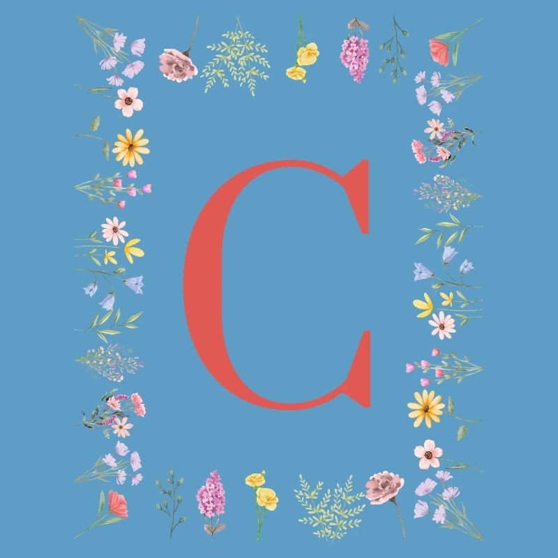Florale Initialen "C", Buchstaben Monogramm 