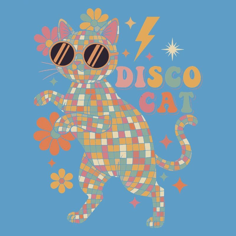 Techno Disco Cat Disco Ball Party Funny