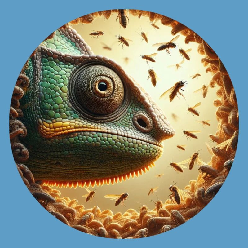 Caméléon avec animation d’abeilles