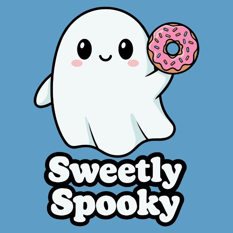 Cute Haunted Ghost with Donut