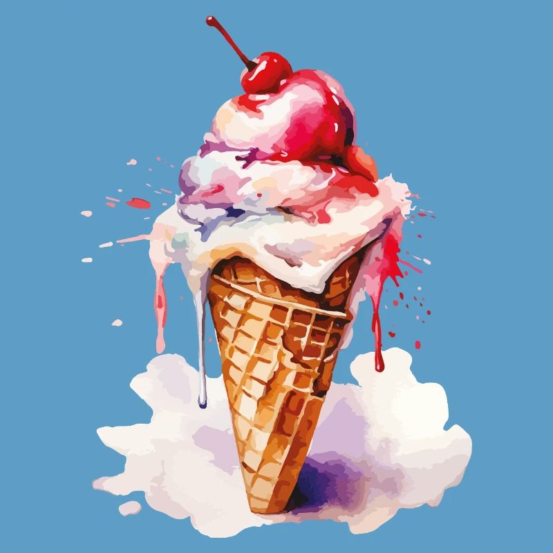 Aquarell Eiscreme Tropfen Kunst Cone
