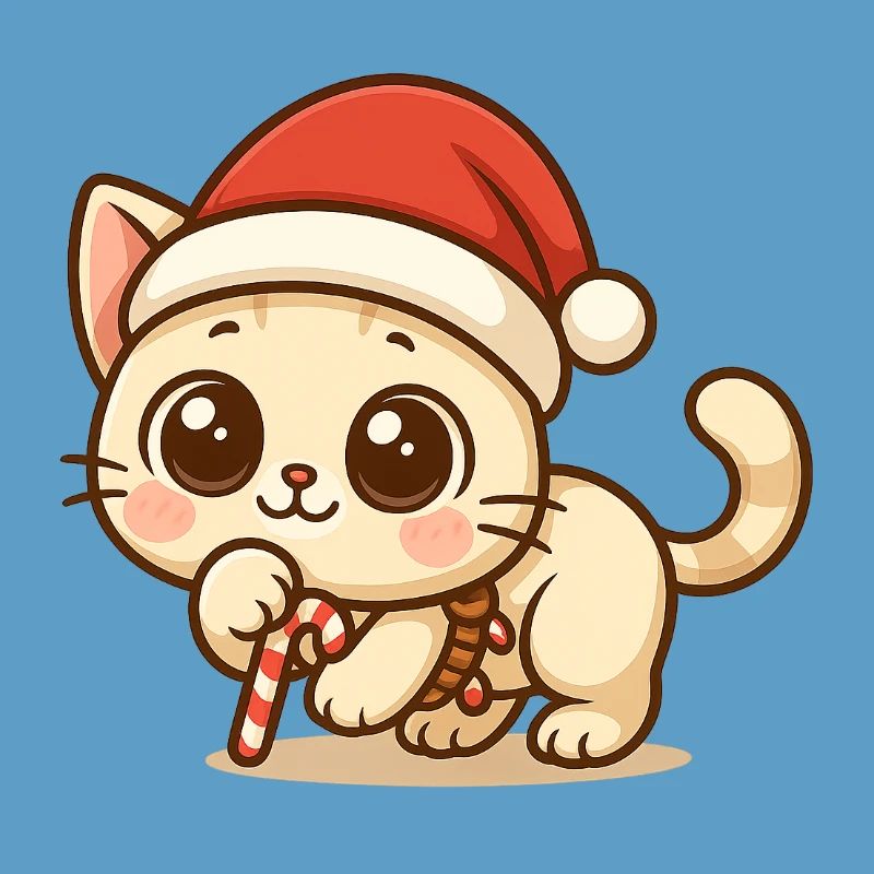 Chat de Noël Kawaii - Design de Noël mignon