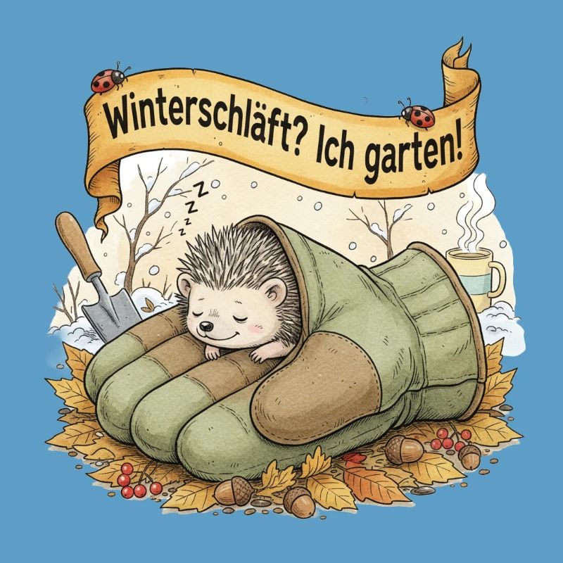 Igel schläft in Gartenhandschuh "Winterschläft? Ic