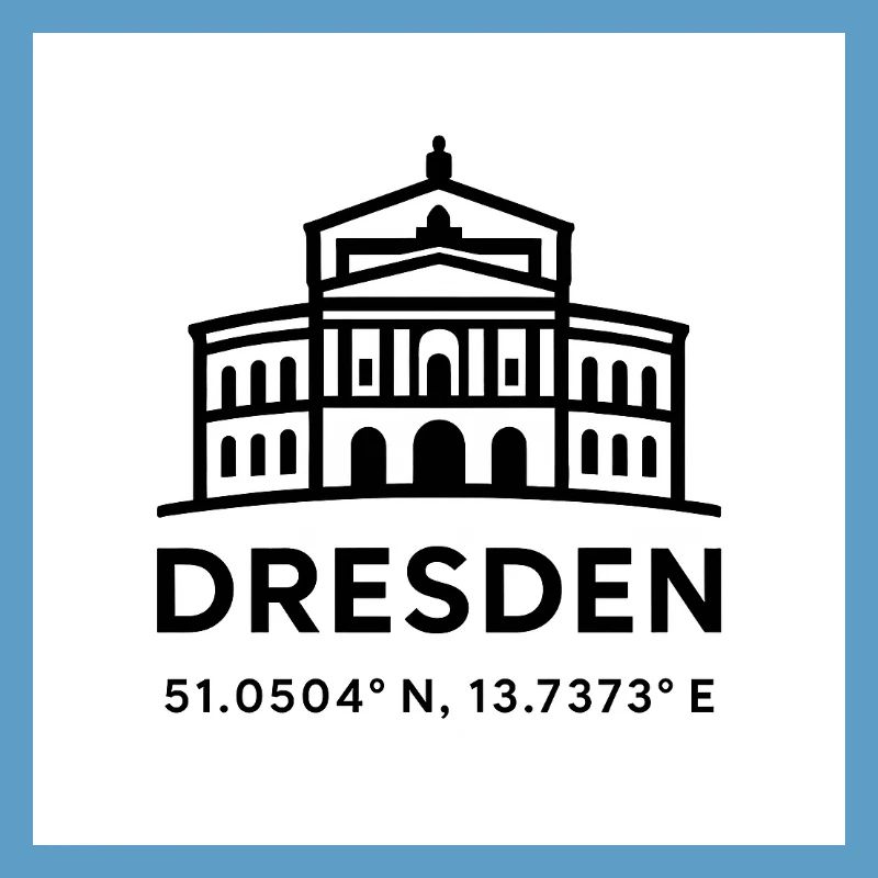 Dresden Skyline Line Style Coordinates Semperoper