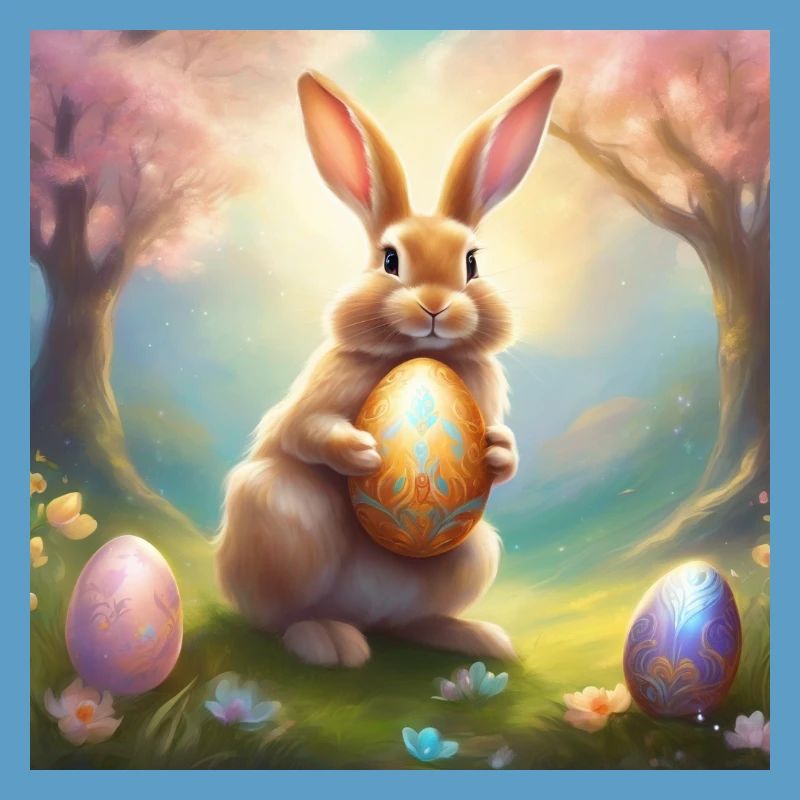 Spring bunny with gold Easter egg