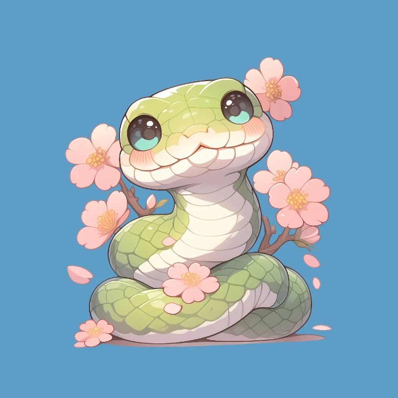 Kawaii Snake Sakura - Année du Chibi du Serpent