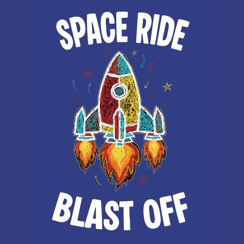 Space Rocket Retro Scribble Blast Off