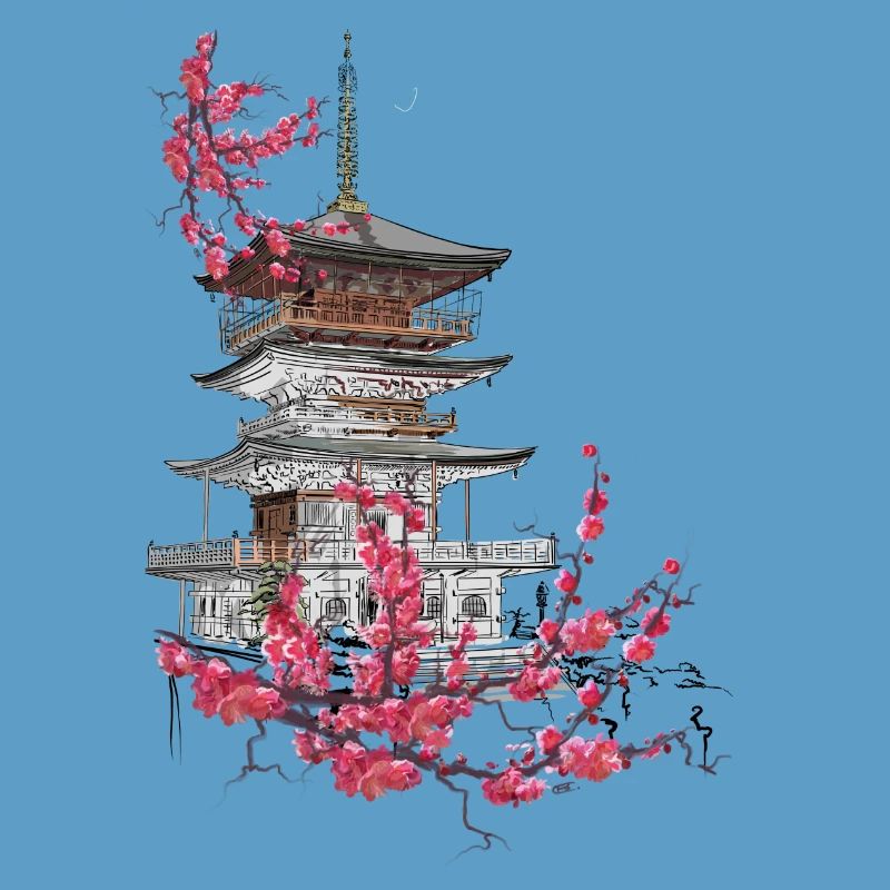 Pagode und Sakura
