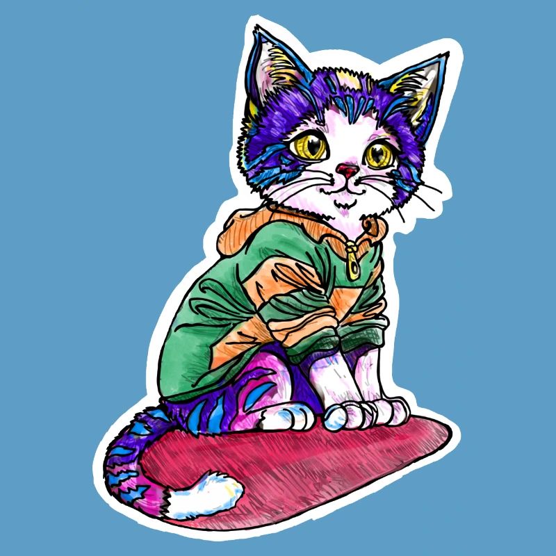 Chat en pull vert