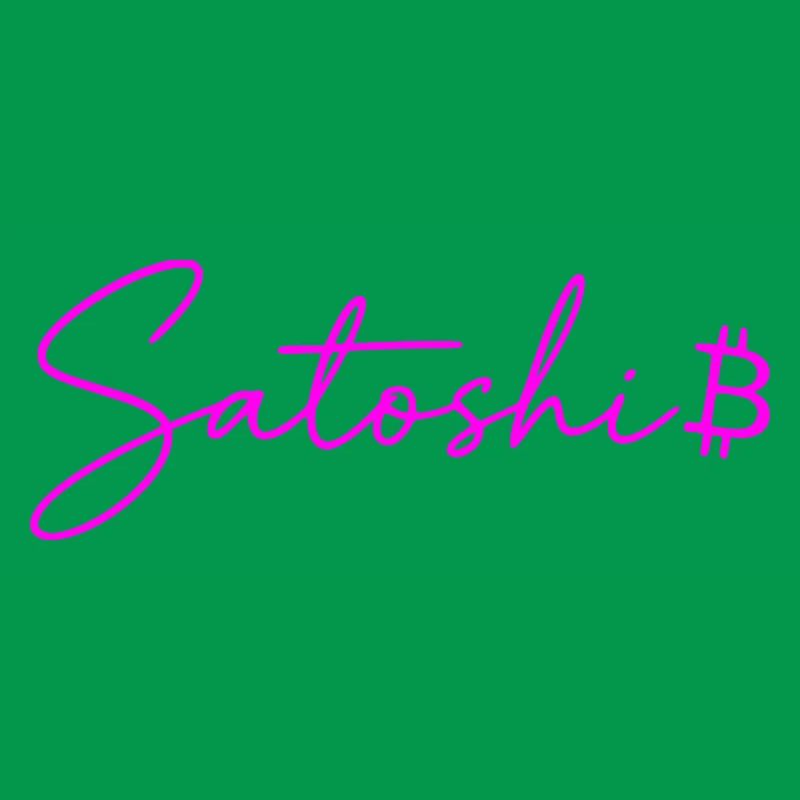 Satoshi Neon Lettering Bitcoin Script Pink