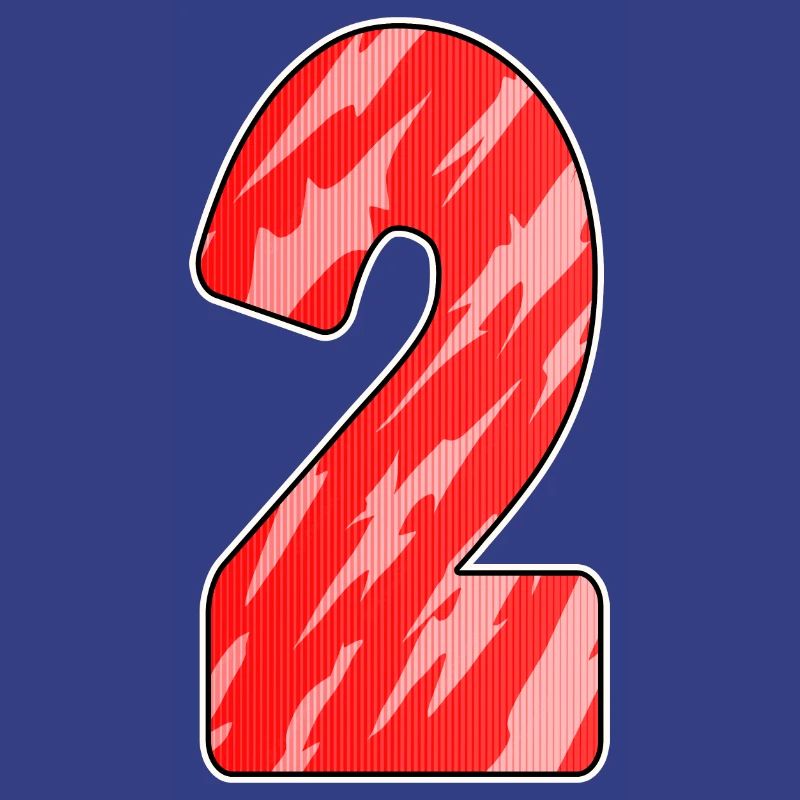 Two - 2 - Number Number Red Pattern