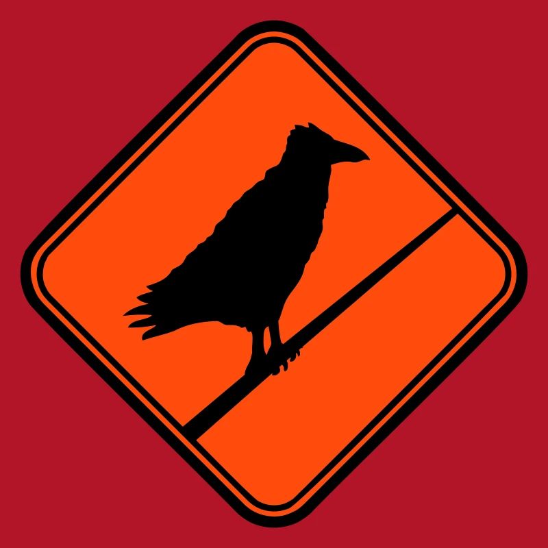Corbeau assis Attention câble signe Note