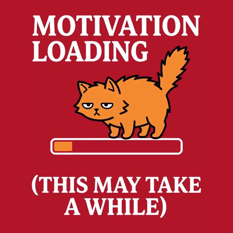 Motivation Loading Müde Katze mit Ladebalken