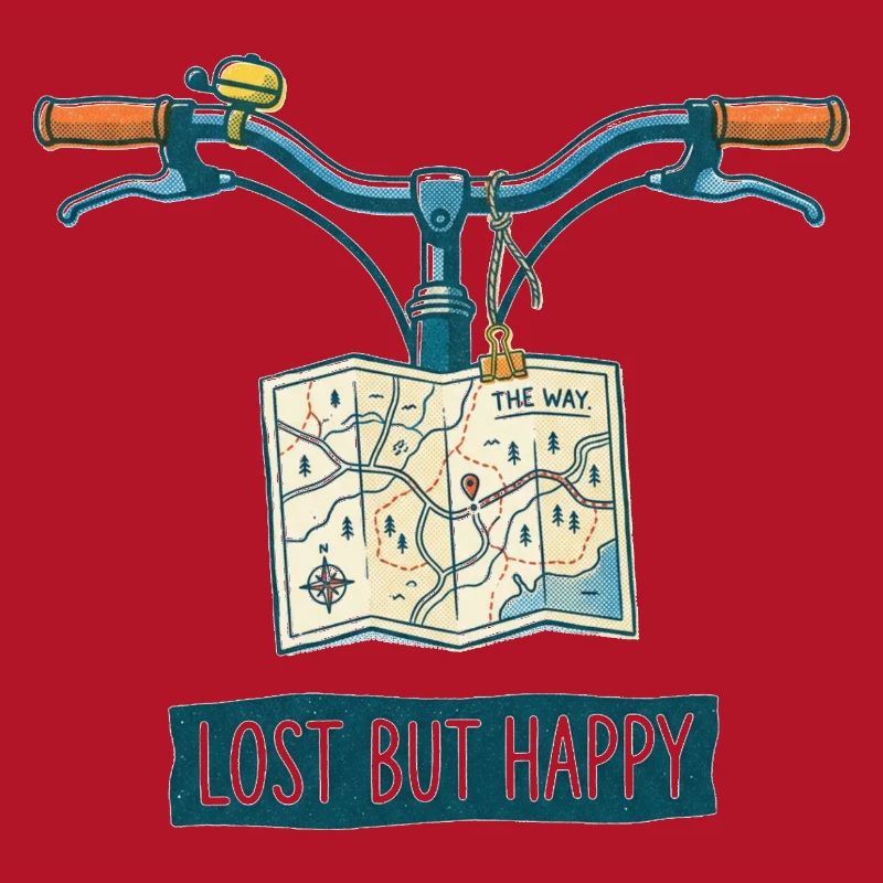 Art de vélo Risograph perdu mais heureux