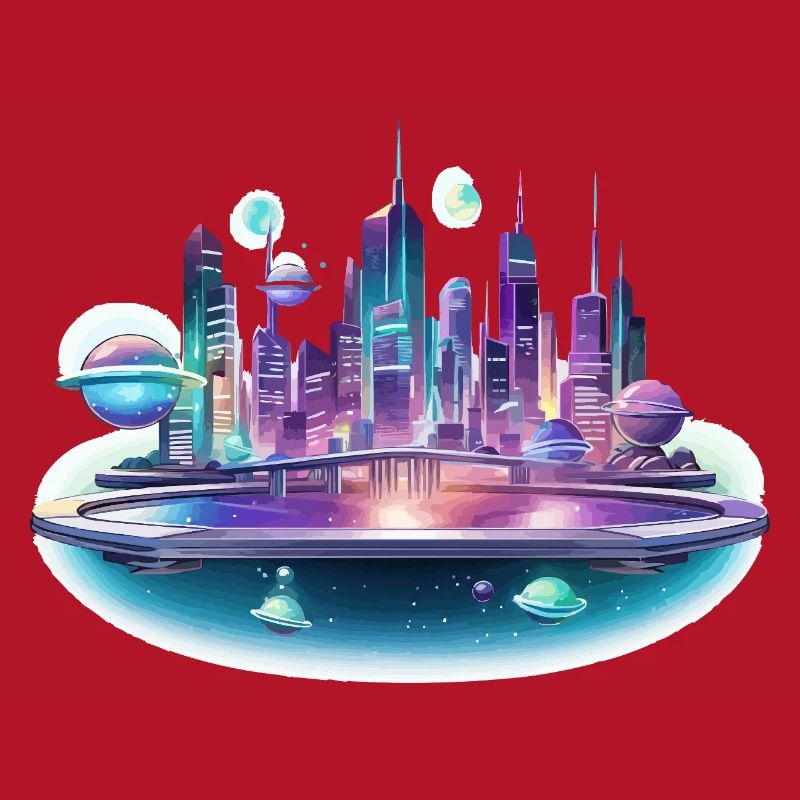 Silhouette de la Cité Spatiale Néon