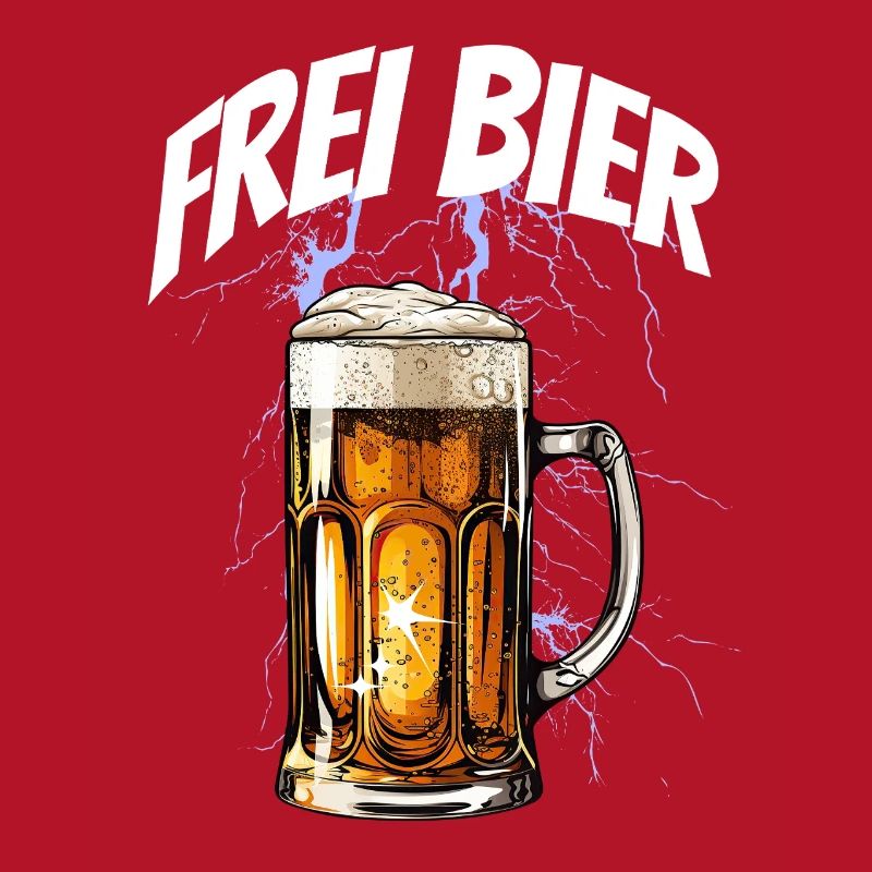 Blitzender Bierkrug mit Frei-Bier-Text