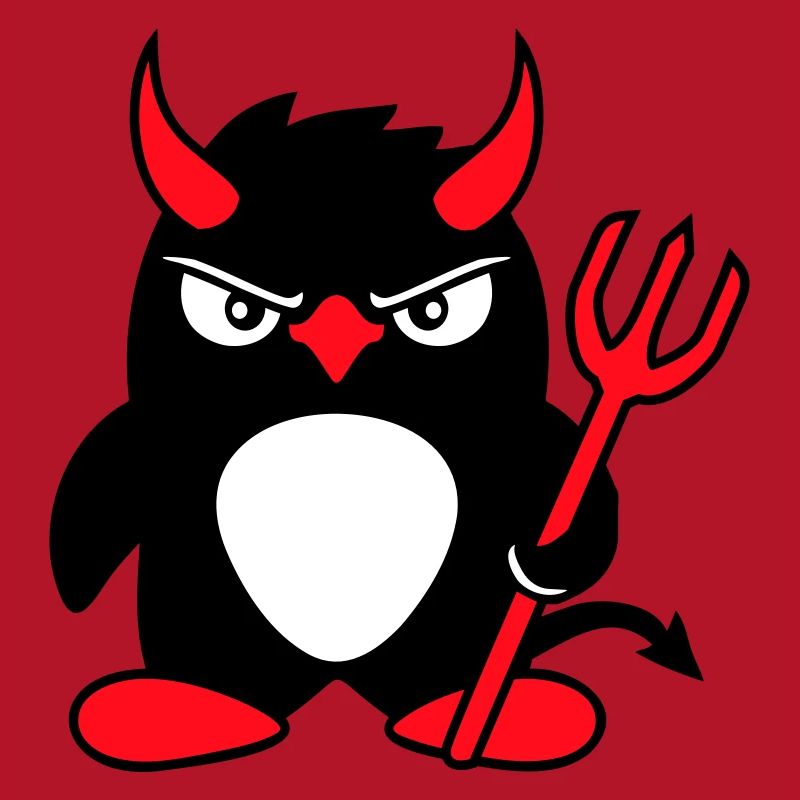 Pingouin Cornes de diable Trident Enfer Mal Satan