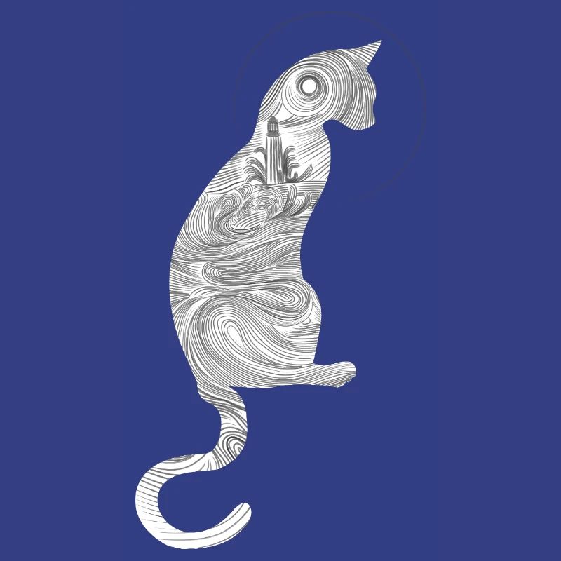 Abstract cat with spiral pattern