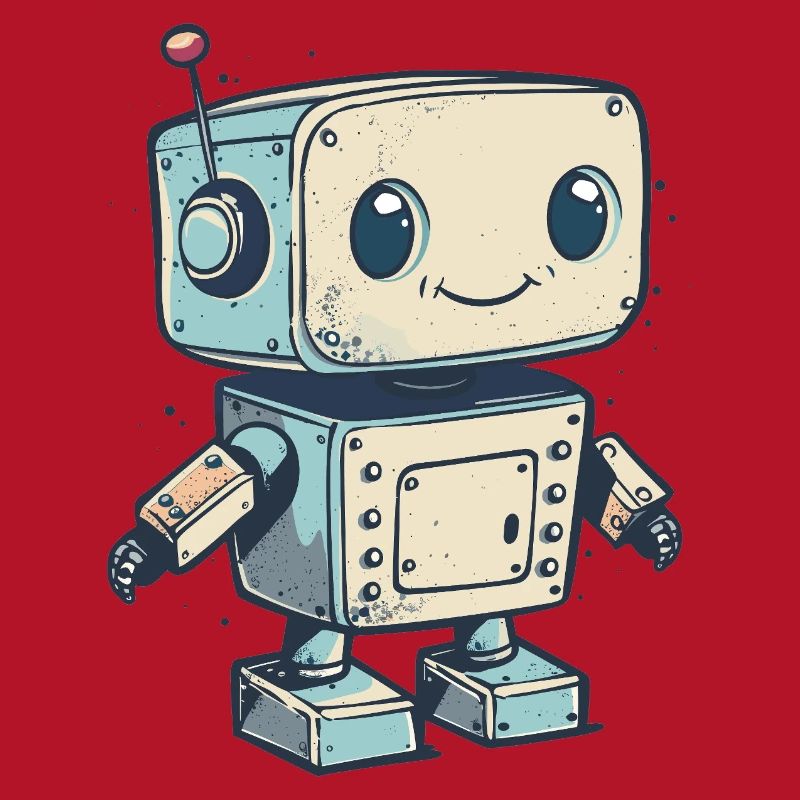 Cute Retro Robot Print