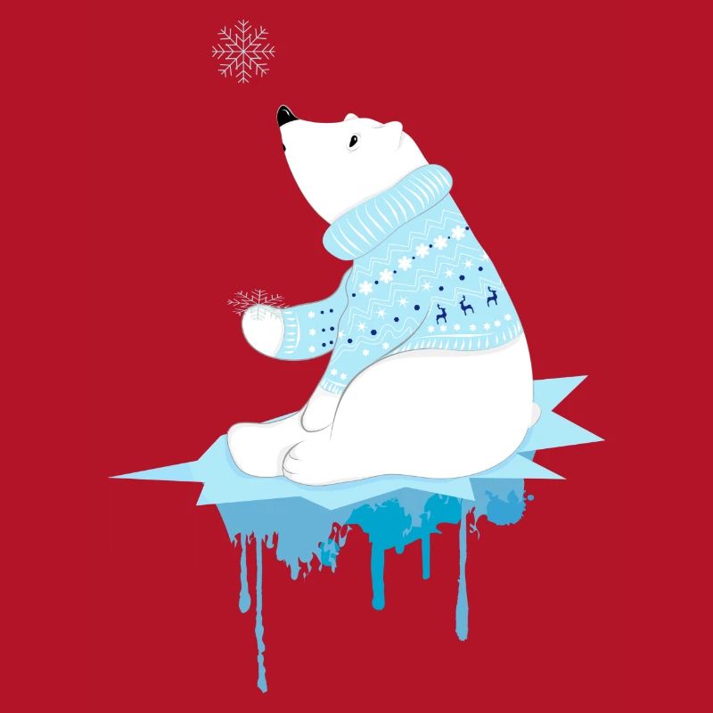 Eisbär mit Schneeflocken