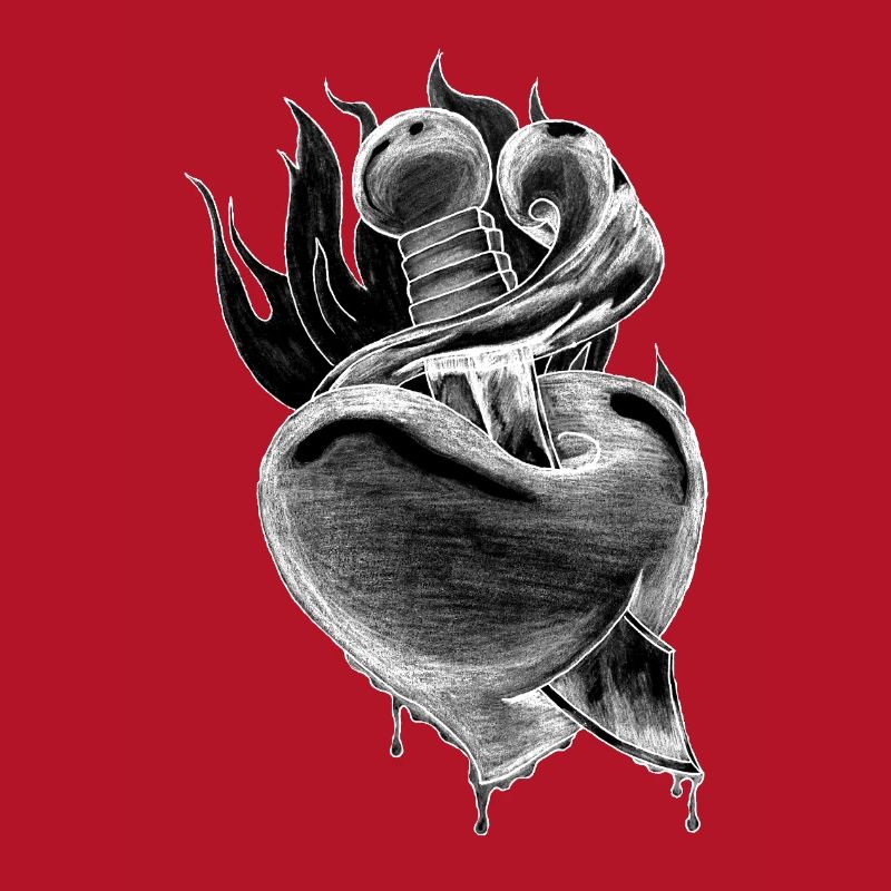 Flame Heart Dagger Sketch