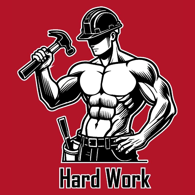 Topless construction worker - Hard Work Design
