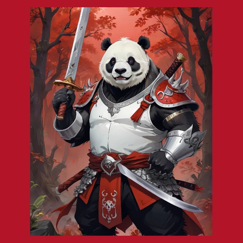 Ein monströses Ungetüm, ein Pandabär, Samurai