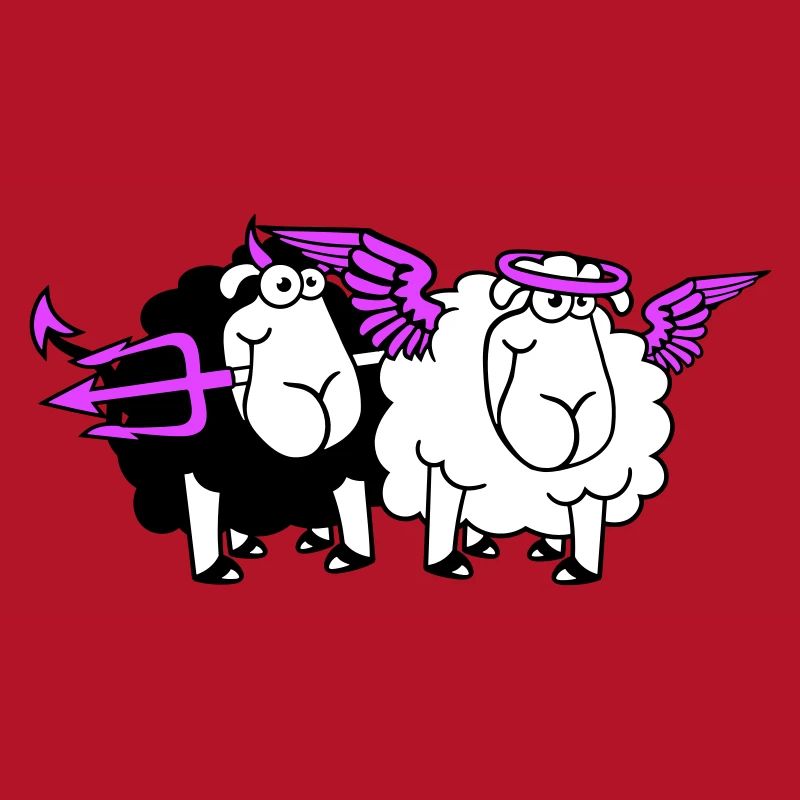 2 Sheep Angel Devil Satan Hell Evil Heaven Good