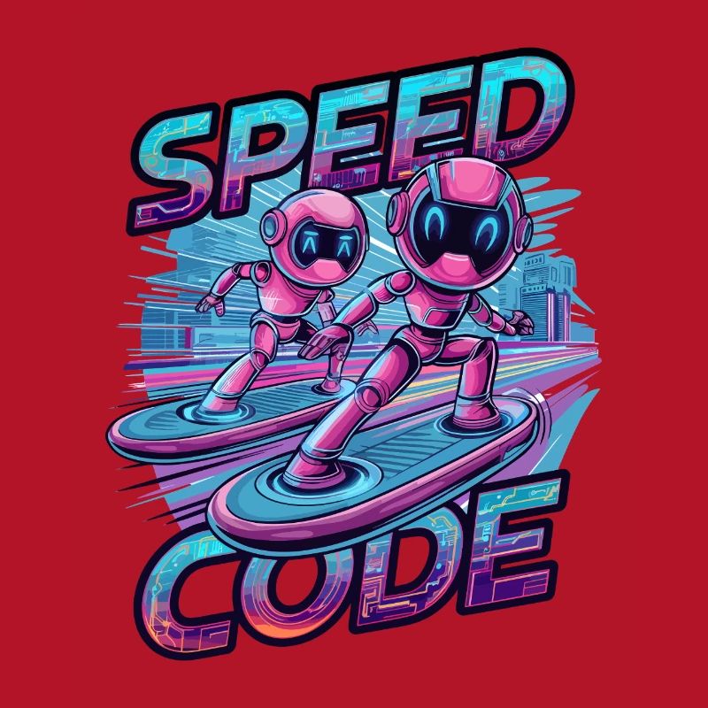 Speed Code Cyberpunk Roboter Surfen Tech Kunst