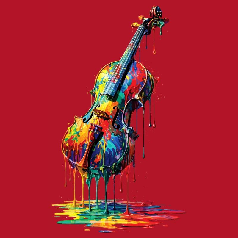 Violin with dripping paint