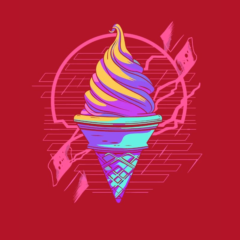 Cornet de crème glacée Synthwave