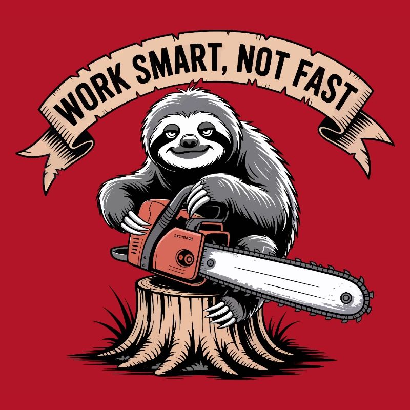 Work Smart Not Fast Sloth Chainsaw