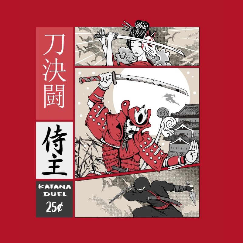 samurai vs ninja Katana vs sword on Comic Style