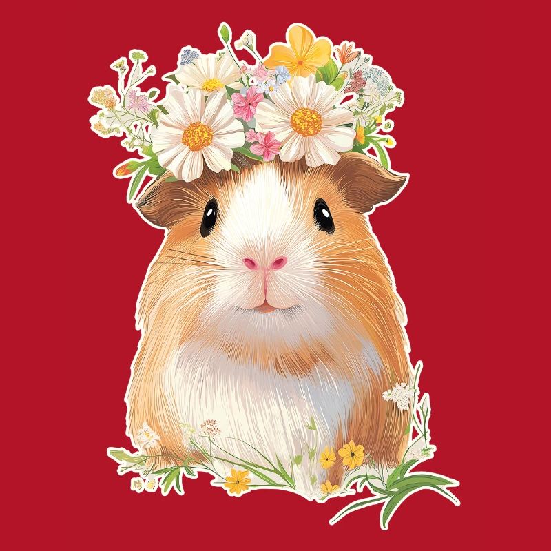 Cochon d’Inde avec des fleurs