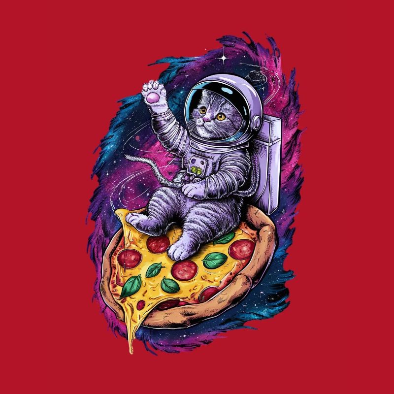 Chat de l’espace sur Pizza Galactic Journey