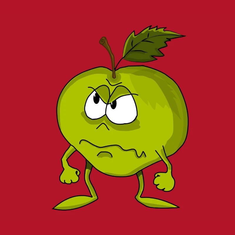 Grim green apple face