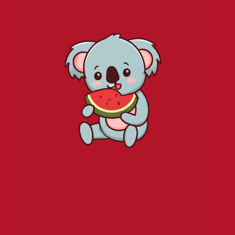 Kawaii Koala eats watermelon