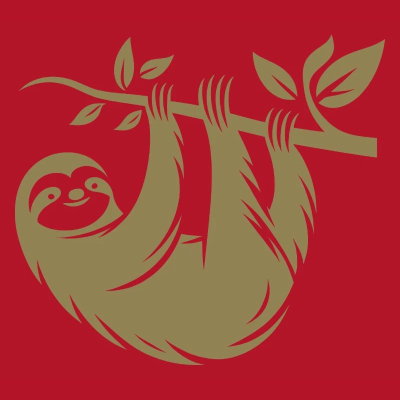 Silhouette Sloth Minimalist Art Deco Style