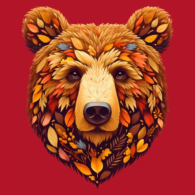 Ours brun, conçu à partir de différentes feuilles