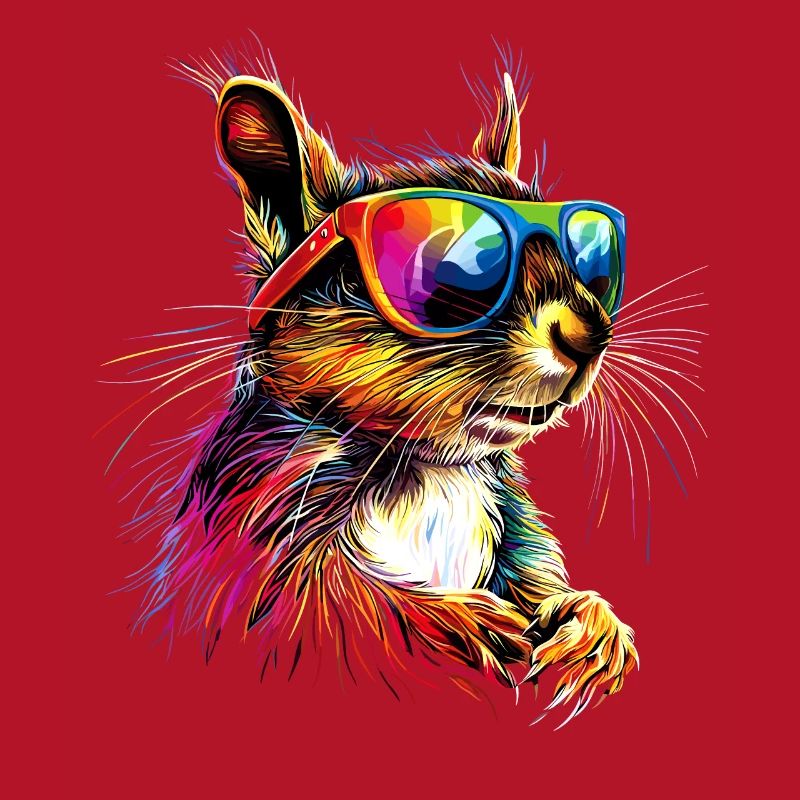 Eichhörnchen Kopfhörer Bunt Popart DJ Eichhörnchen