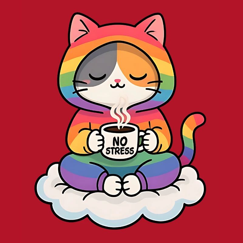 Rainbow Cat on a Cloud