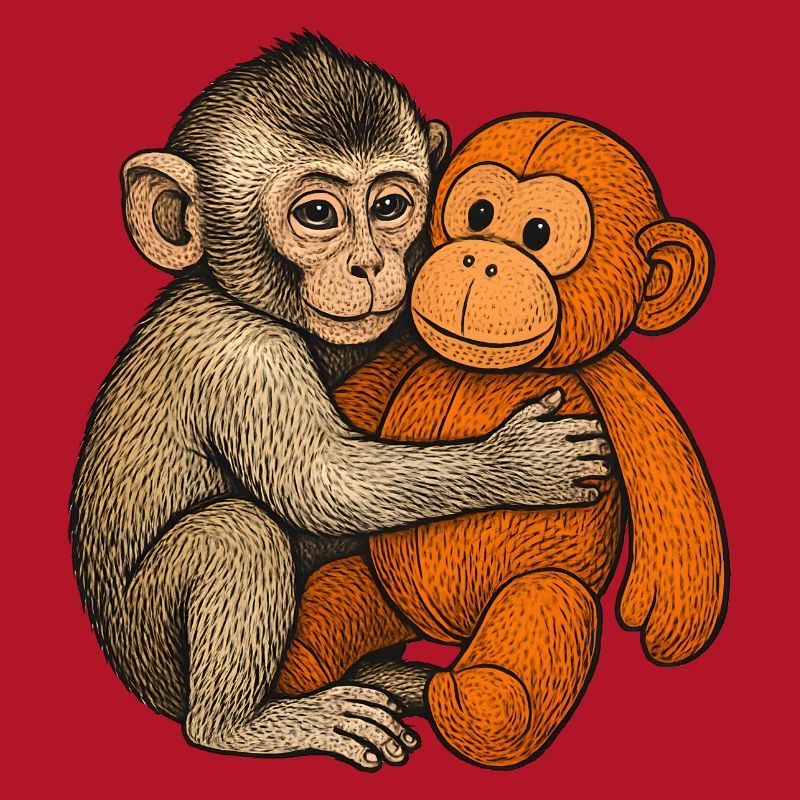 Cuddle buddy monkey and orang