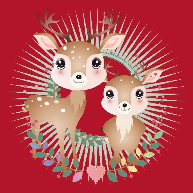 two cute deer - in a radiant frame