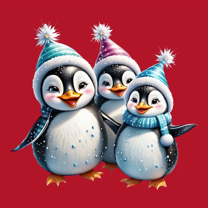 Three adorable penguins