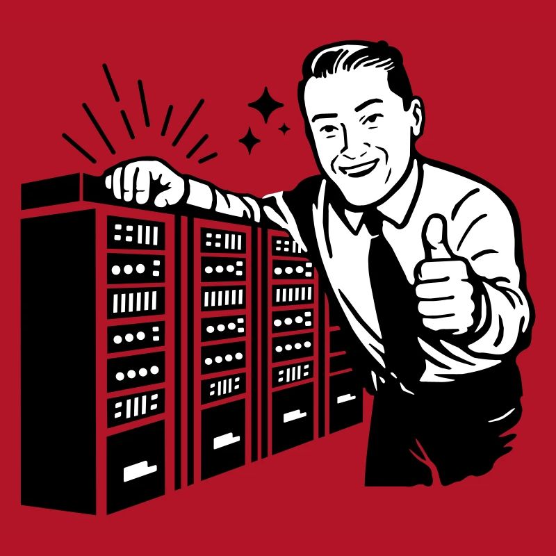 Rétro IT Admin Smiling – Support technique vintage