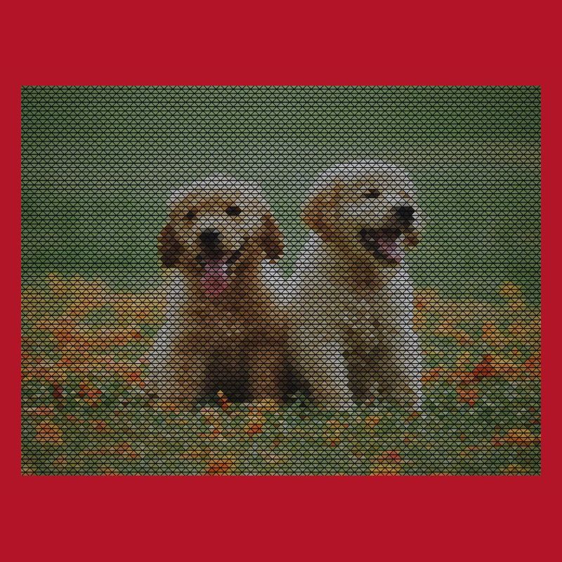 Two Labrador Retriever puppies with triangle pattern
