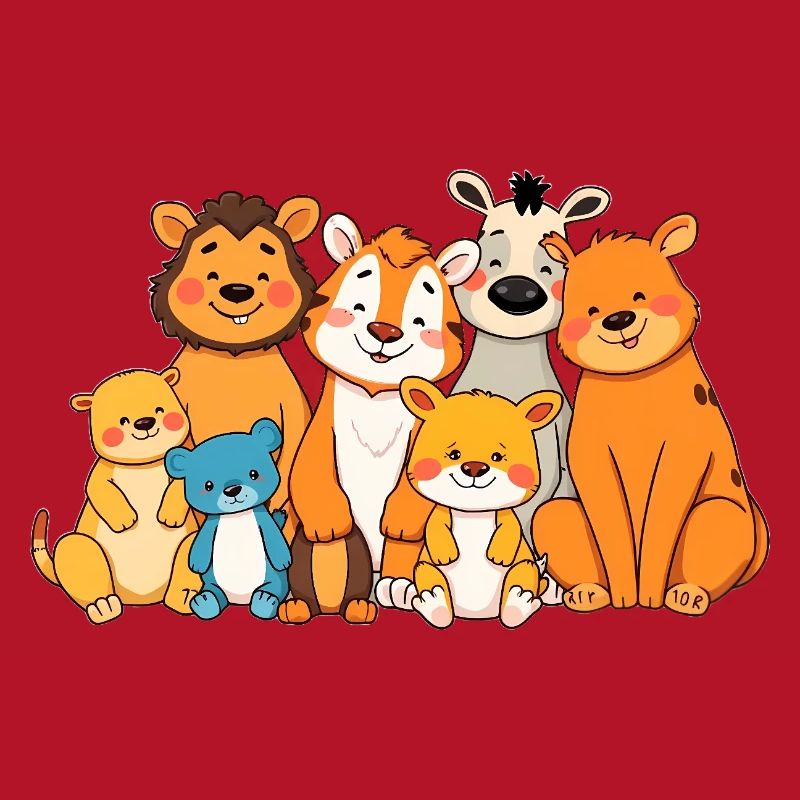 Verspielte Tierfamilie Comic Design